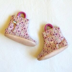robeez purple ladybug soft sole booties with velcro closure size 3 baby girl